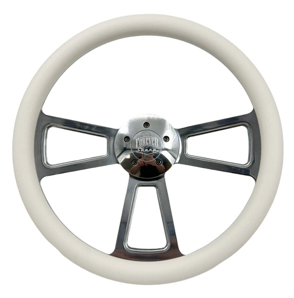 18 Inch Steering Wheel White Wrap Replacement for Kenworth Peterbilt (2018–2024)