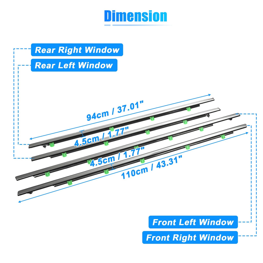 Set of 4 Weatherstrip Window Trim Seal Belt for Honda CR-V (2012–2016)