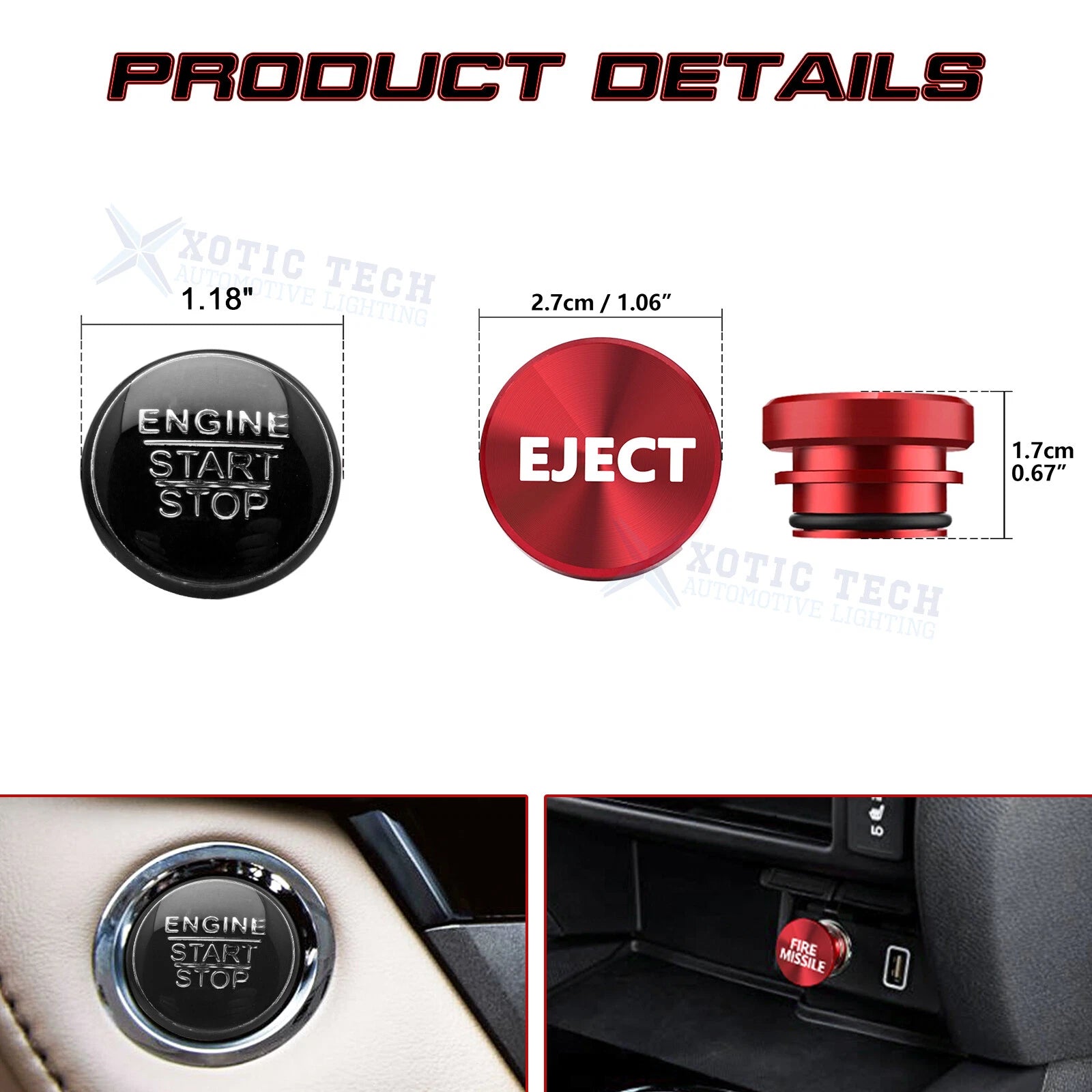 Red Cigarette Lighter Eject Button Trim for Lexus IS200t (2016-2017)
