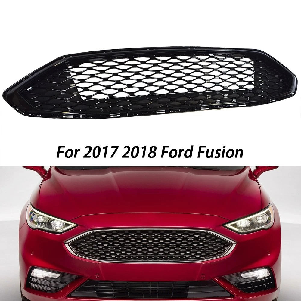 Honeycomb Front Grill Trim for Ford Fusion (2017–2018) Gloss Black