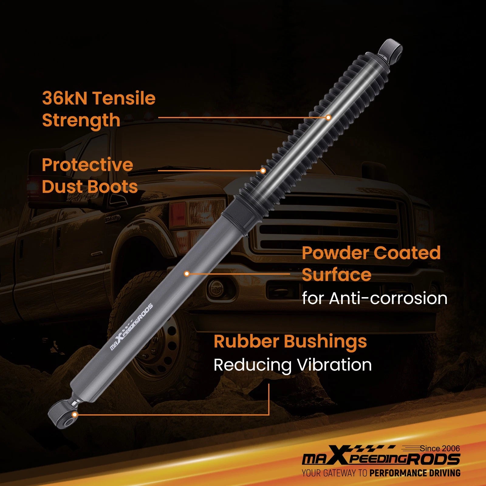 2.5-4.5" Rear Suspension Lift Shocks for Ford F-250 F-350 (1999–2016)