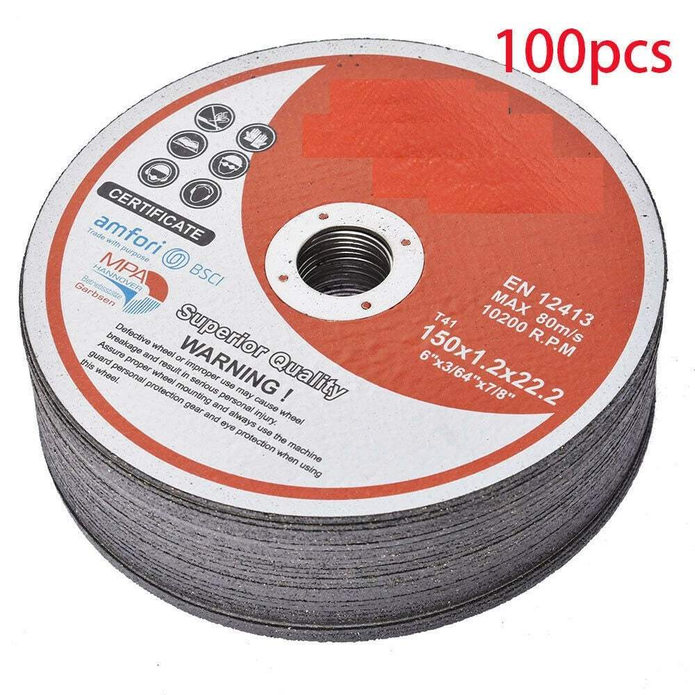 Set of 100 Cut-off Wheels for Metal & Stainless Steel (6"x.045"x7/8")