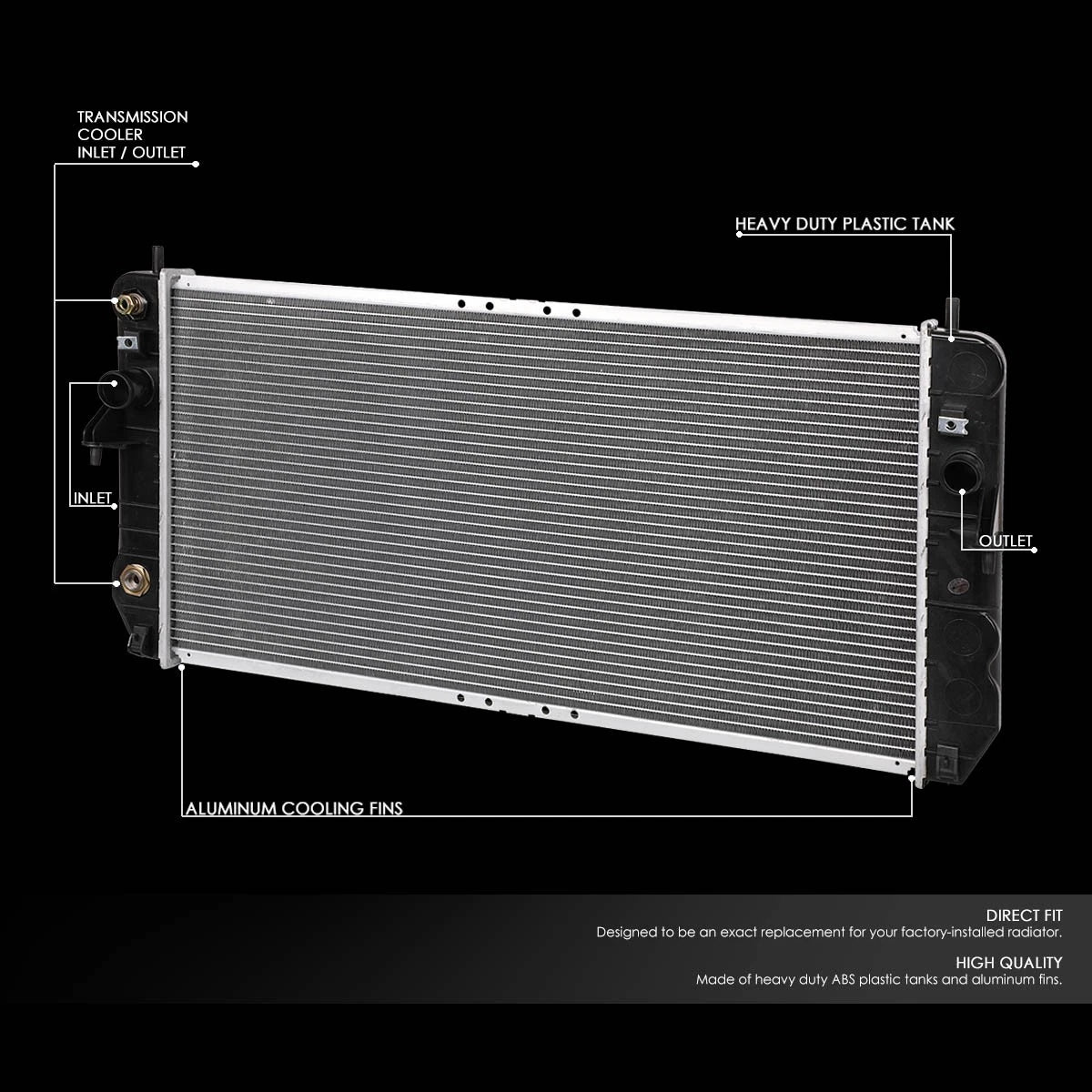 Aluminum Core Cooling Radiator for Cadillac Deville 4.6L/Aurora 4.0L (2001–2005) DPI 2491
