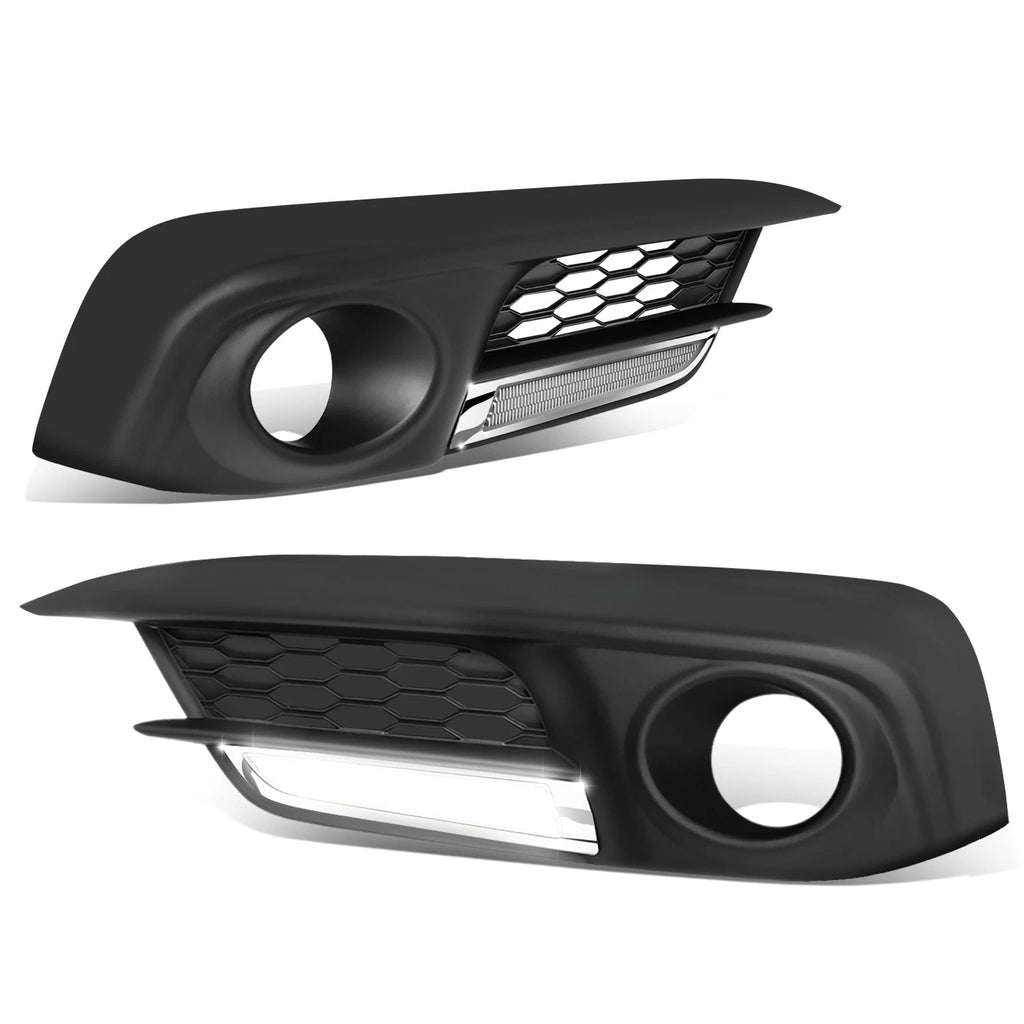 Pair Front Bumper Fog Light Bezels for Honda Civic Sedan/Coupe (2016–2018) w/ LED DRL