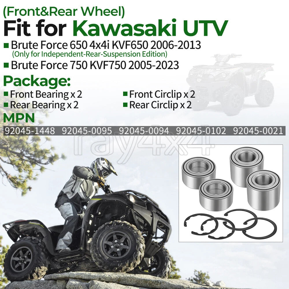 Front and Rear Wheel Bearing for Kawasaki Brute Force 650 750 (2003–2023)