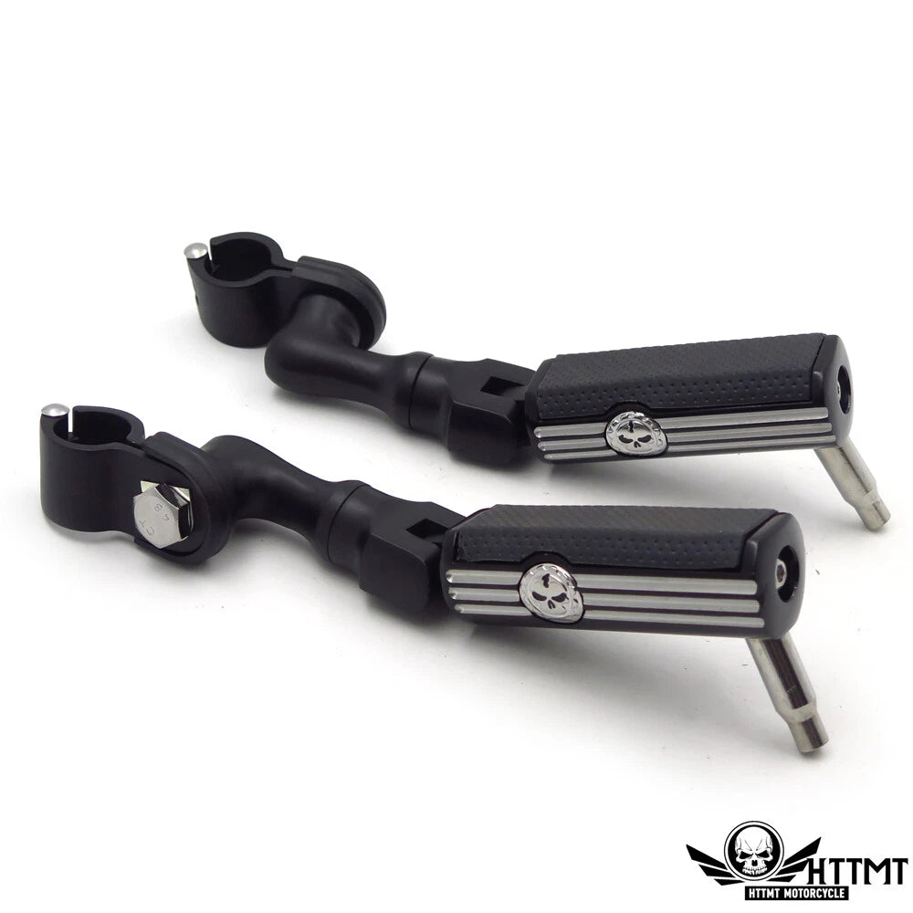 Black Gear Skull 3" Footpeg Mount Kit for 1.25" Engine Guard Crash Bar