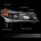 Passenger Side Projector Headlight for Acura TL (2012–2014) - Black Housing