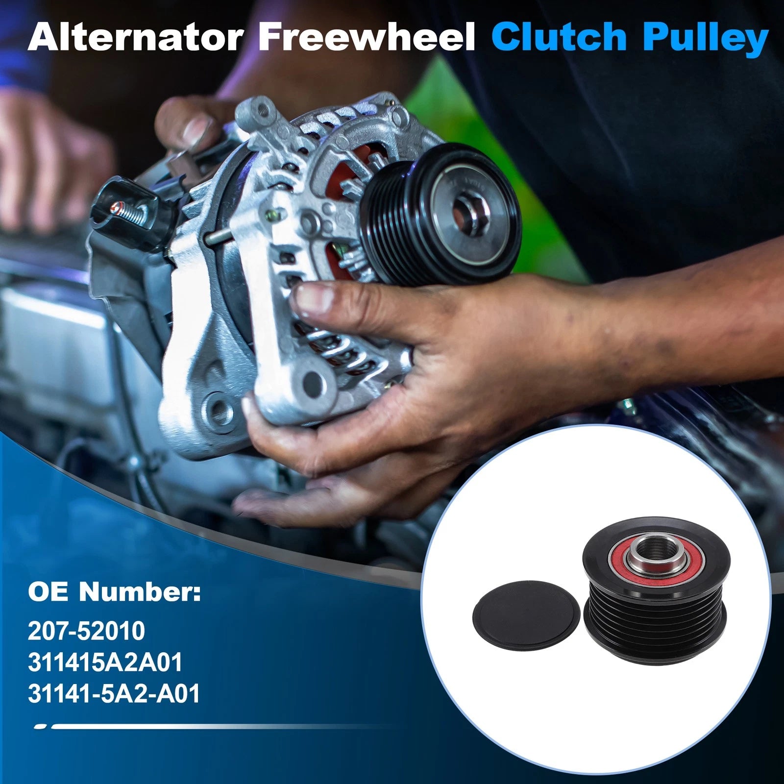 Set of 1 Alternator Freewheel Clutch Pulley for Honda Accord L4 2.4L (2003–2007)