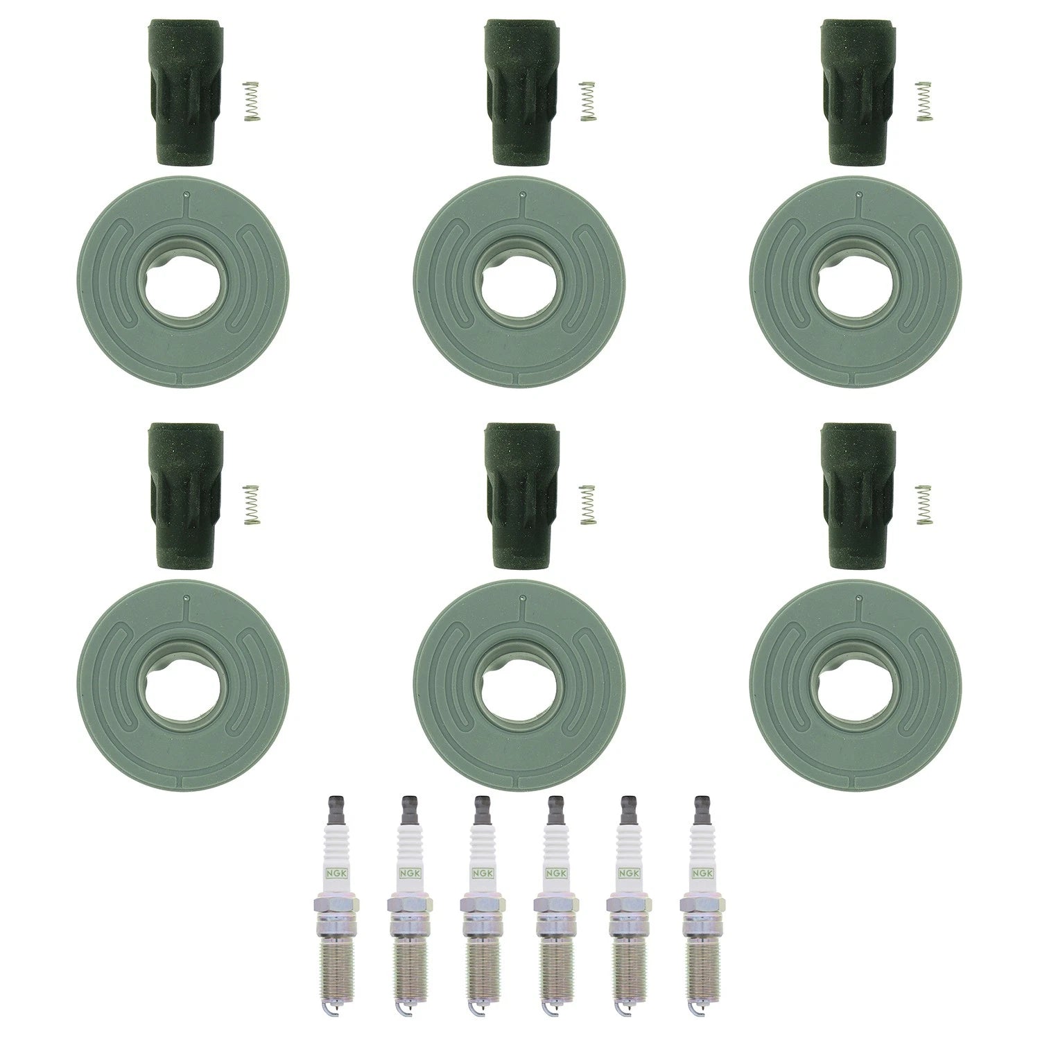 Set of 6 NGK G-Power Platinum Spark Plugs & Coil Boots for Lincoln MKS Navigator (2009–2016)