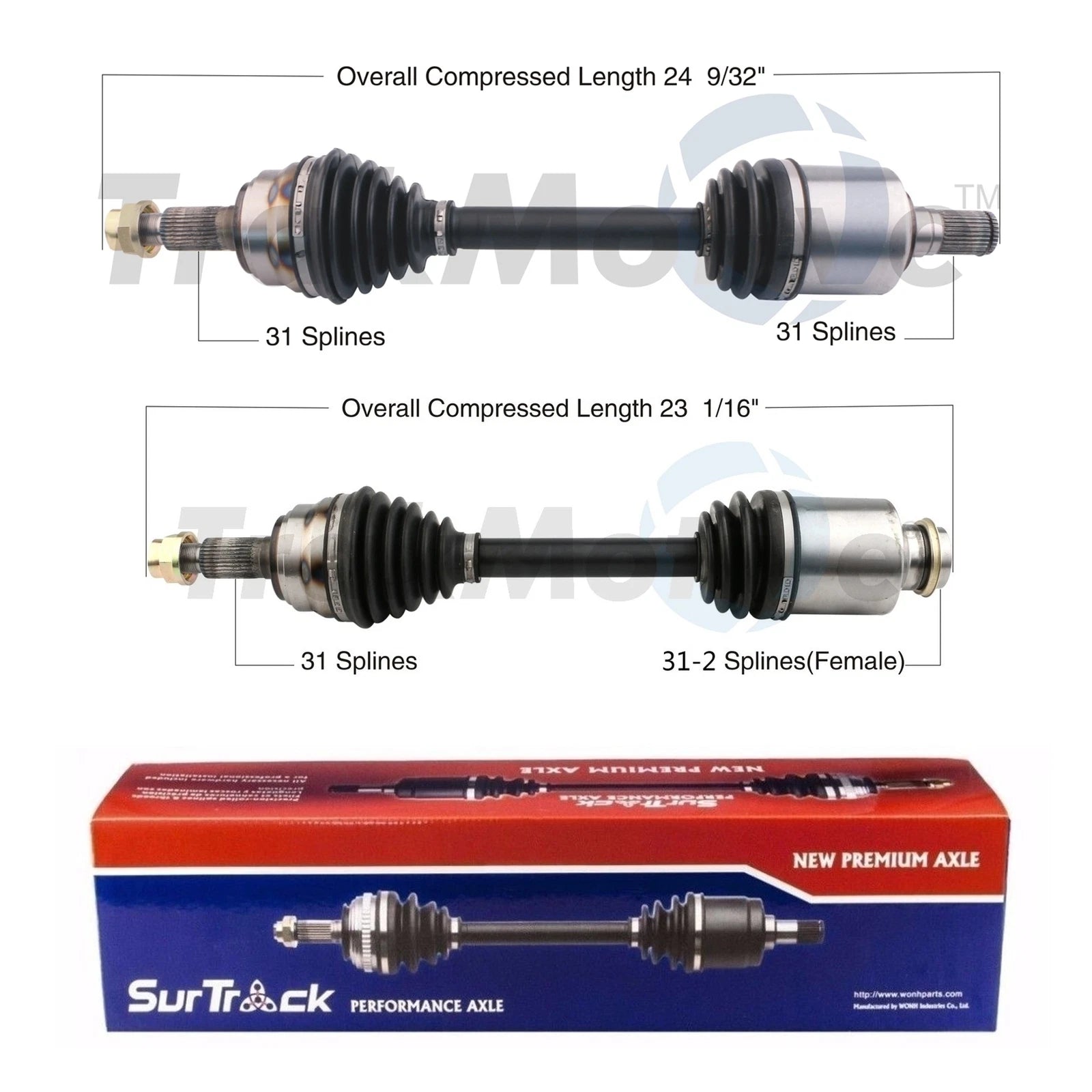 Set of 2 Front CV Axle Shafts for Mazda 6 (2009–2013)