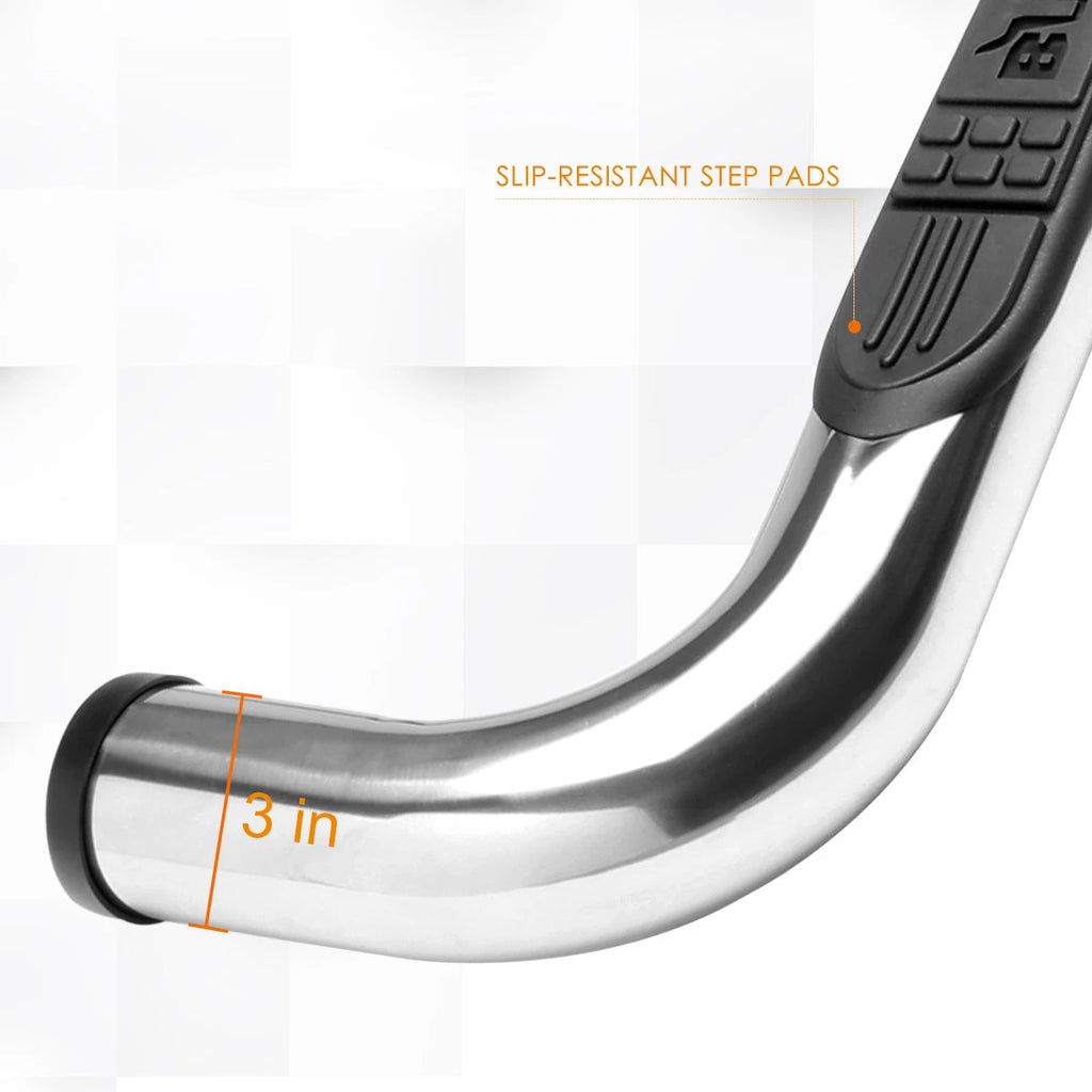 Set of 2 Chrome 3" Step Nerf Bar Running Boards for Chevy/GMC/Ram Truck (1999–2016)
