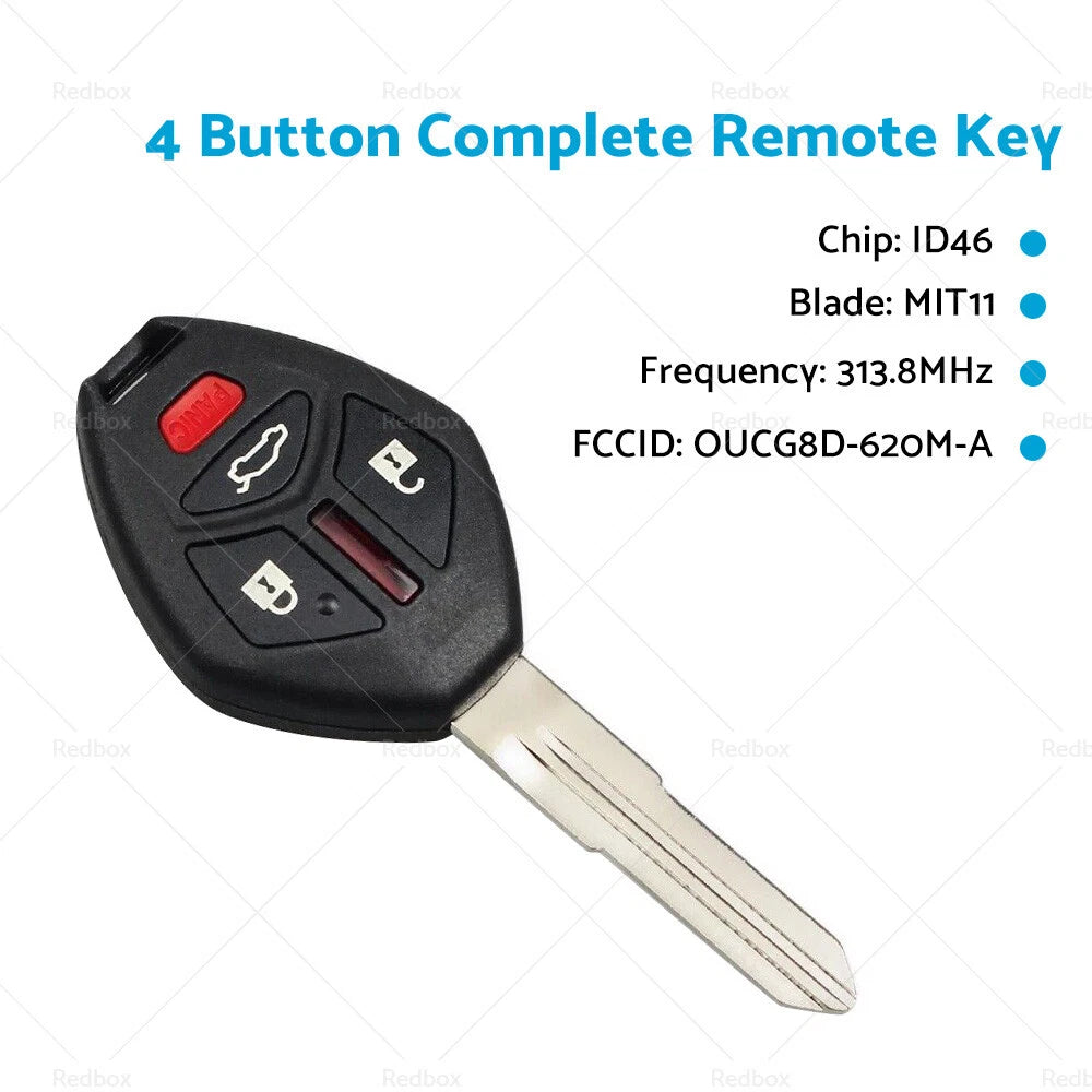 Set of 4 Button Remote Key Fob for Mitsubishi 380 (2005–2008) OUCG8D-620M-A