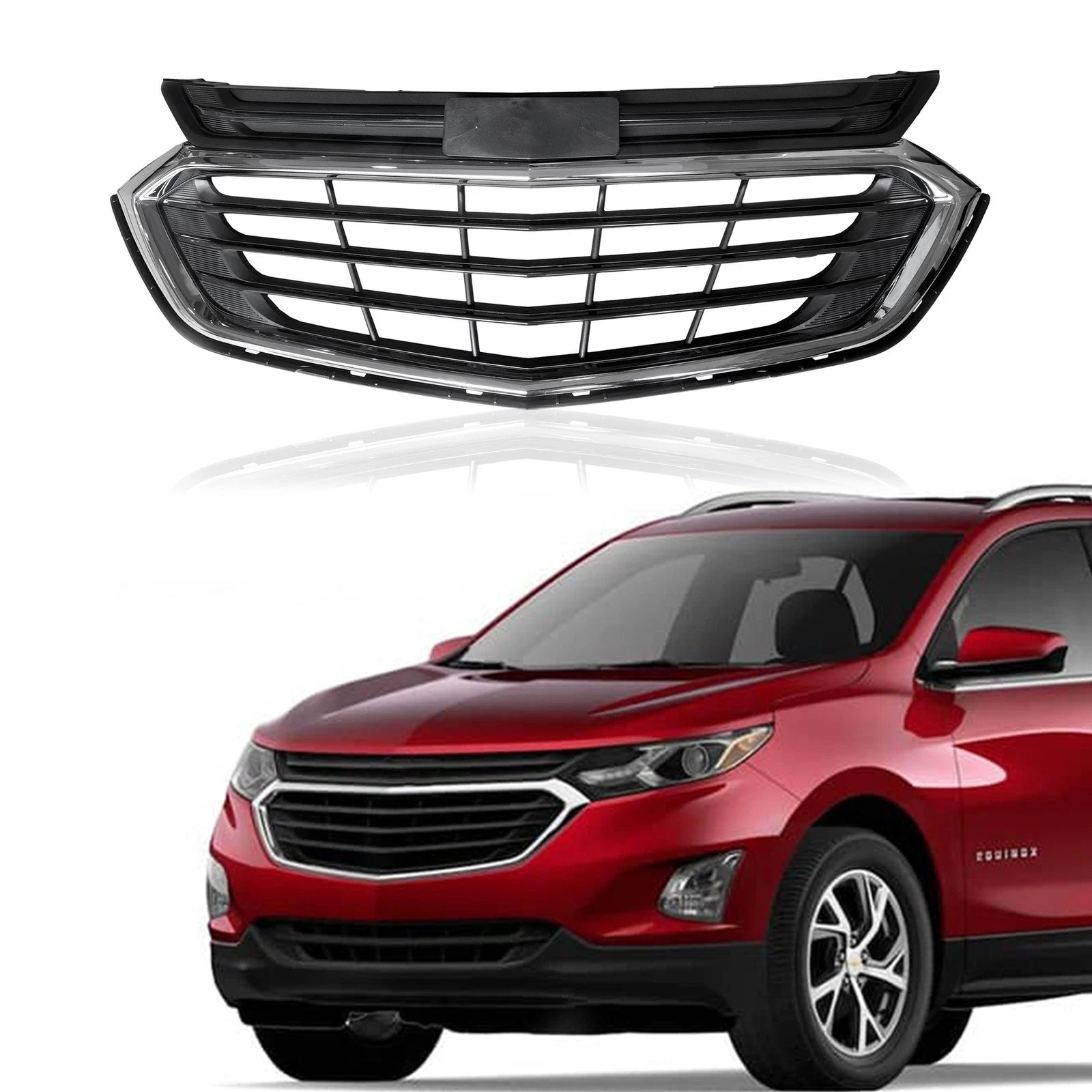 Front Bumper Upper Grille for Chevrolet Equinox (2018–2021) Black Chrome Trim