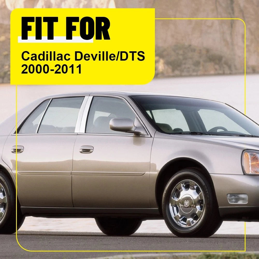 Set of 6 Chrome Pillar Post Cover Trim for Cadillac Deville DTS (2000–2011)