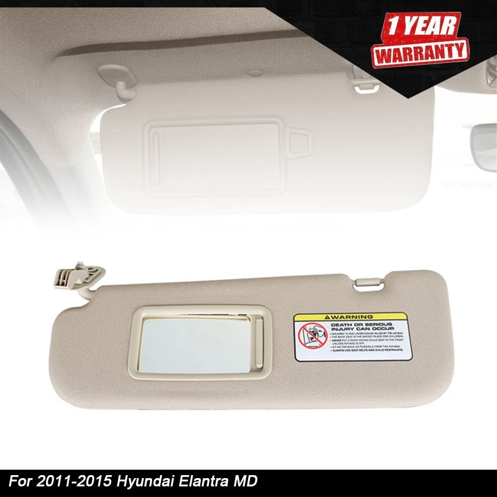 Beige Right Passenger Side Sun Visor for Hyundai Elantra (2011–2015)