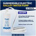 TMC 100 GPH Submersible Electric Galley Water Pump for Boat and RV (12V)