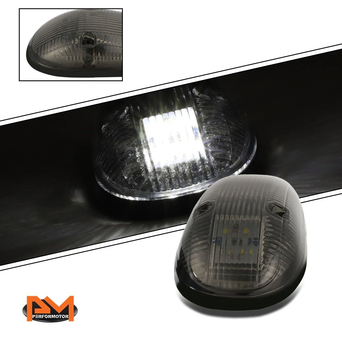 5Pcs Cab Roof Running Light Smoked Housing White LED for Dodge Ram (1999–2001)