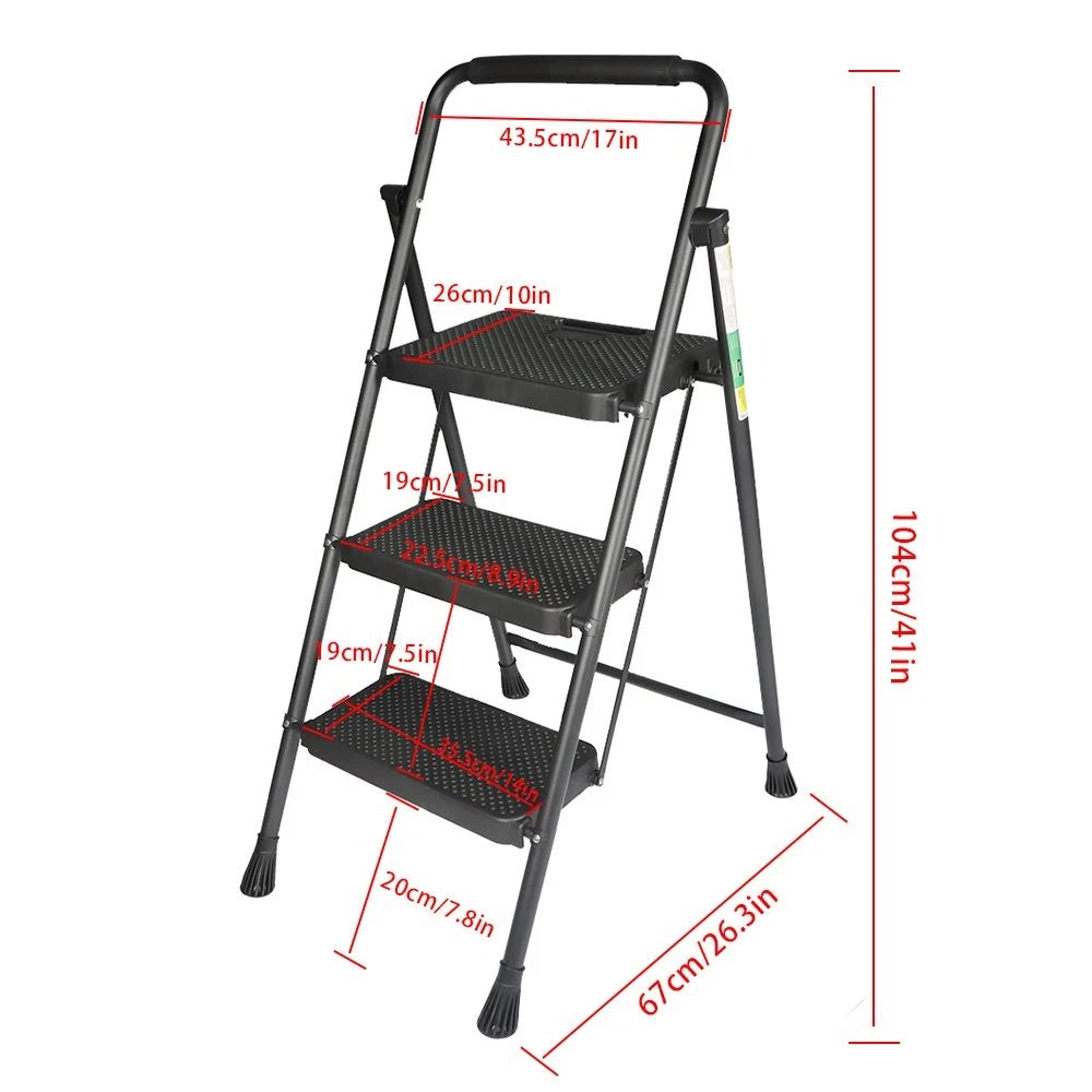 Folding Step Stool for 3 Step Ladder (330 lbs, Sturdy Steel, Anti-Slip)
