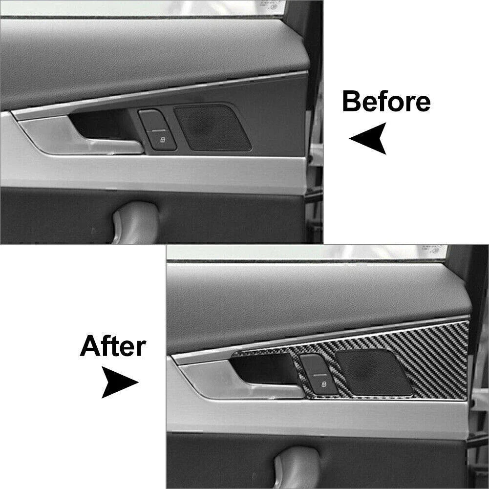 4 Pcs Carbon Fiber Door Handle Trim for Audi A4 B9 (2017-2020)
