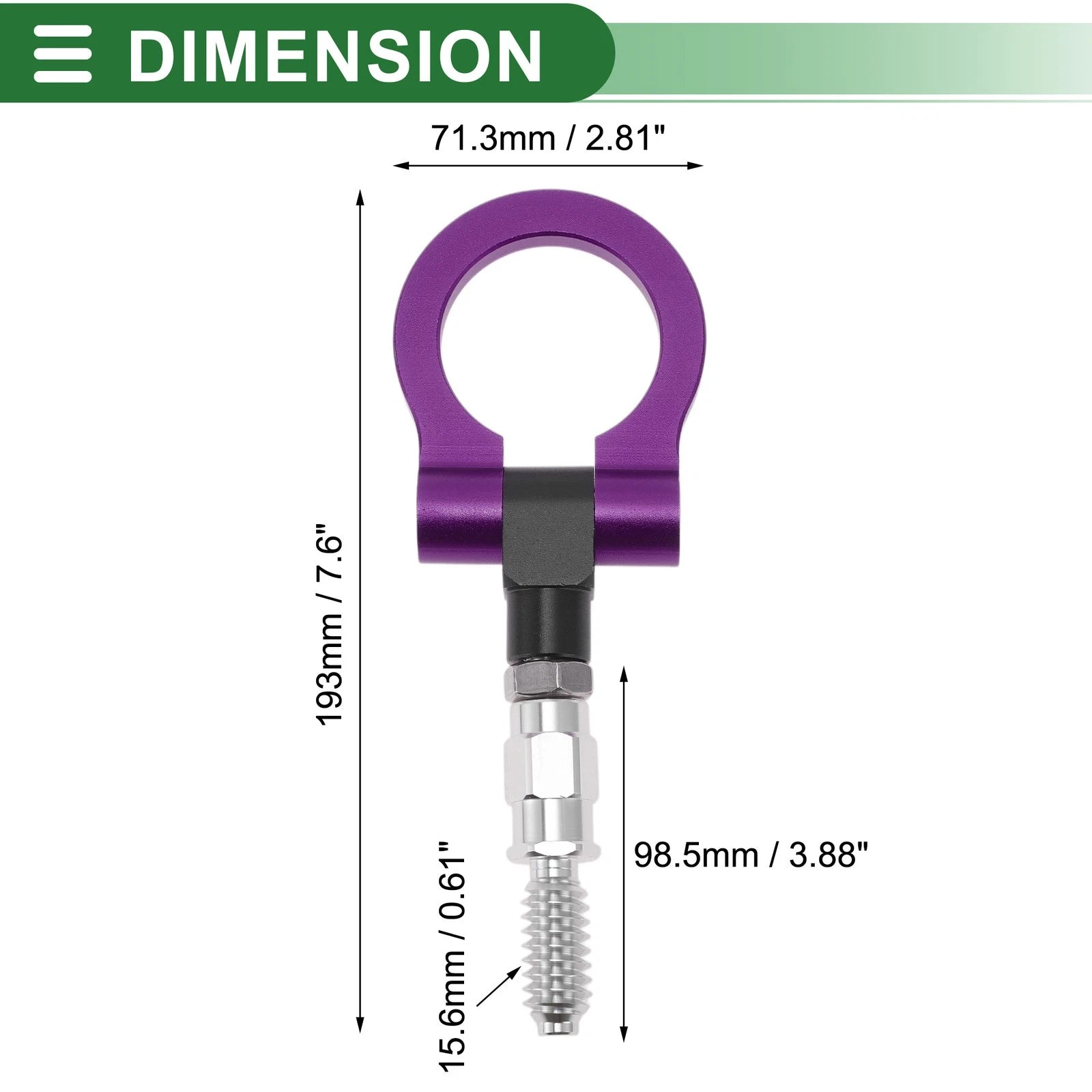 Front Rear Tow Hook Set for Ford Focus (1998–2025) 15.6mm Aluminum Alloy Purple