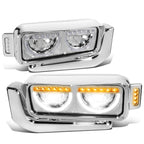 LED Halo Ring DRL Side Signal Headlights Chrome for Peterbilt 359 379 389 (1981–2021)