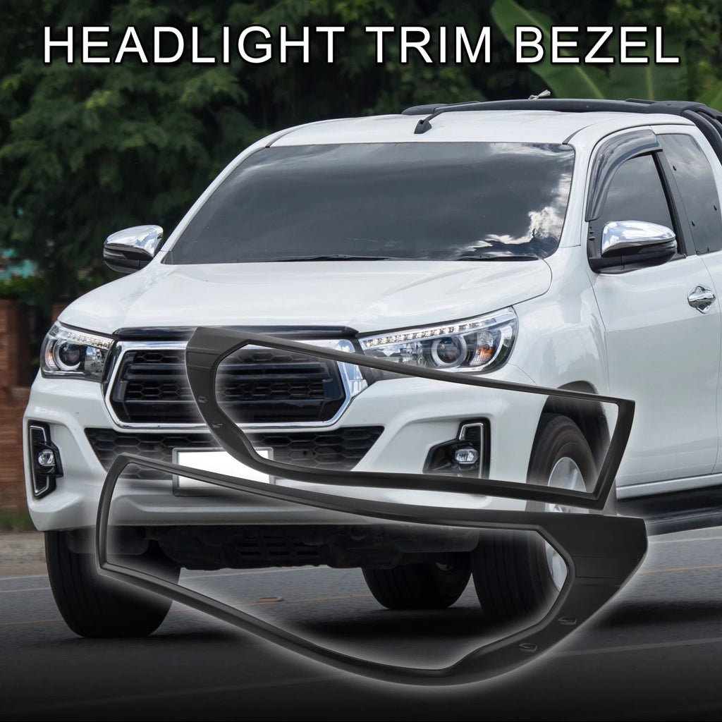 1 Pair Headlight Trim Bezel for Toyota Hilux Revo (2015–2017) Black