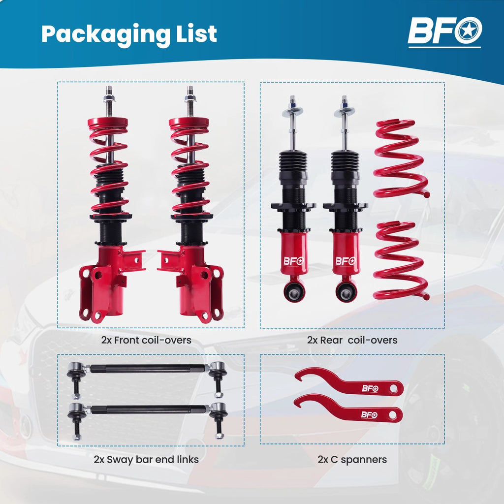 Coilovers Suspension Kit for Chevrolet Camaro (2010–2015) Shock Struts Adjustable Height Red