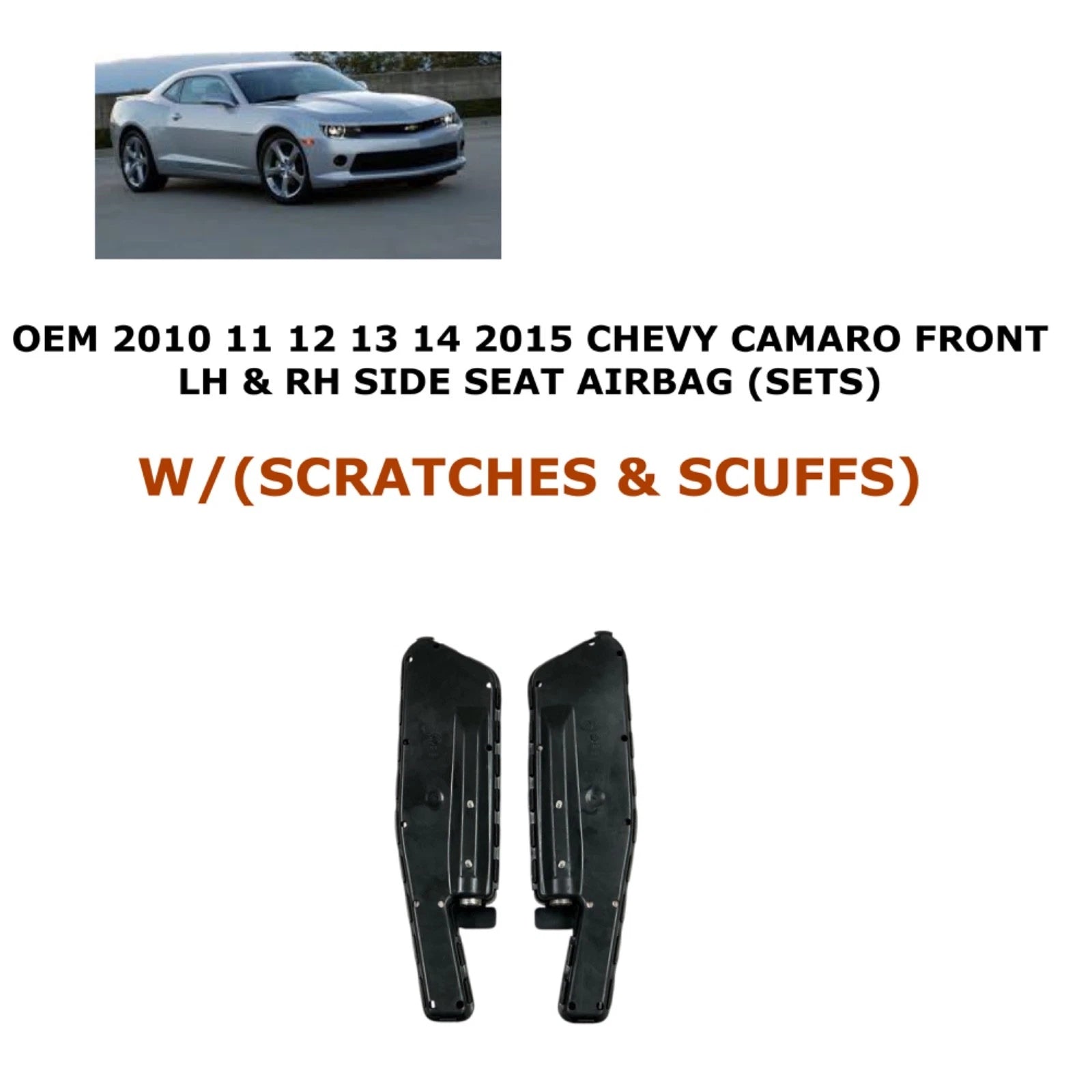 Set of 2 Seat Airbags for Chevy Camaro (2010–2015) LH & RH Black