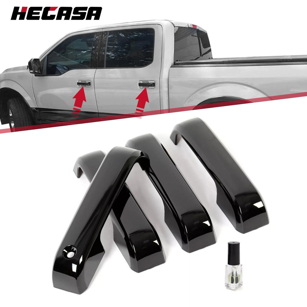 Set of 4 Gloss Black Door Handle Covers for Ford F150 F250 F350 (2015–2020)
