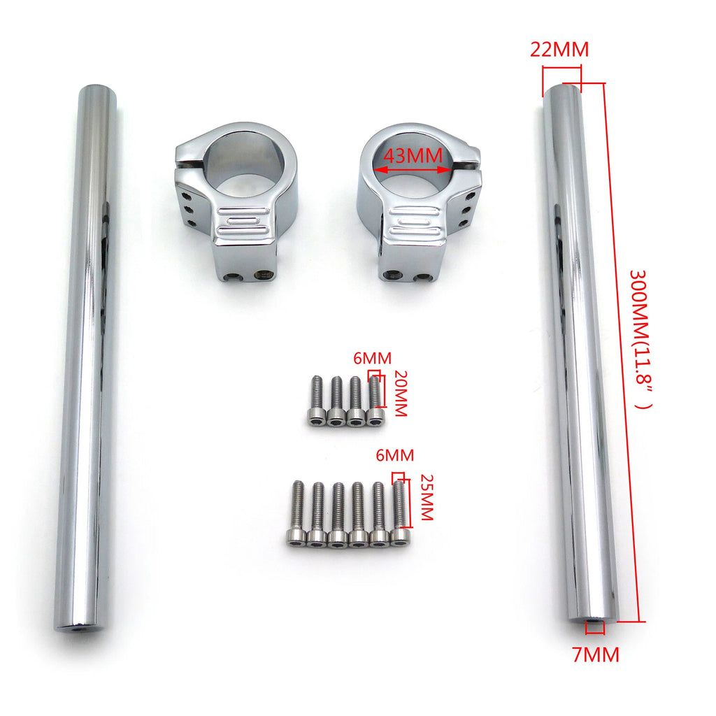 43mm Clip Ons for Universal Chrome Fork Tube (Tilt 7 Degree)