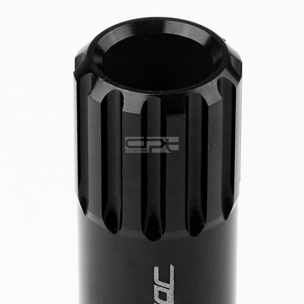 Open-End Aluminum Black Lug Nuts + Adapter M12x1.25 for