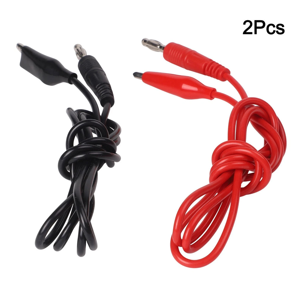 Set of 2 Test Leads 3ft with Banana to Crocodile Clips for Quick Connections