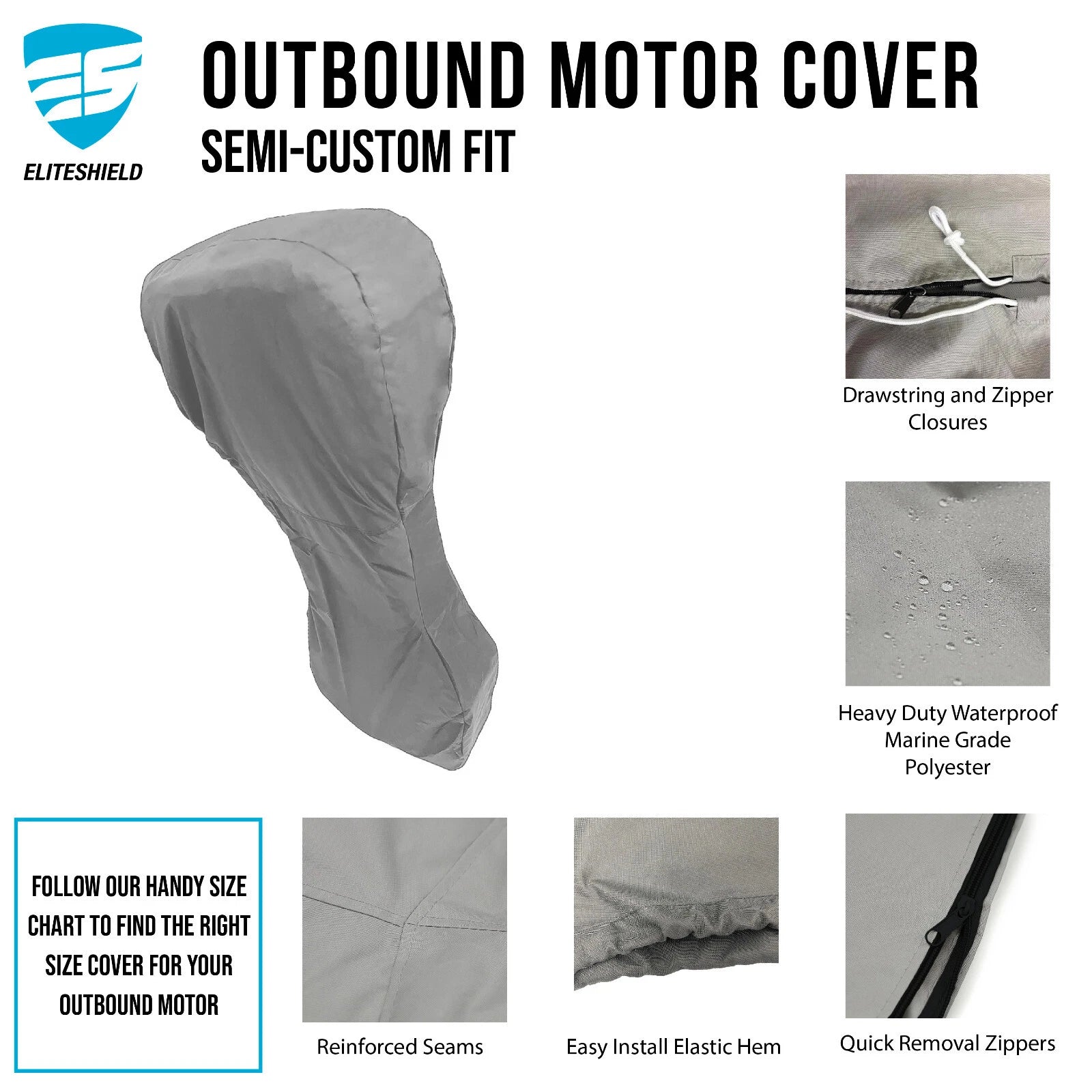 Heavy Duty Waterproof Canvas Cover for Outboard Motor (Universal Fit)