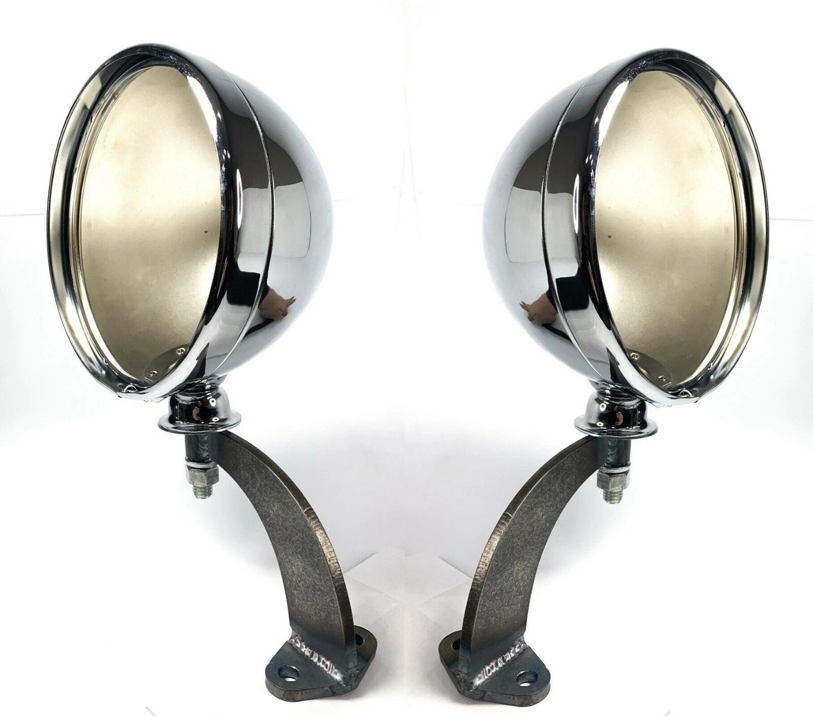 Headlight Stands Pair with Chrome Dietz Buckets Custom Steel Frame Mount