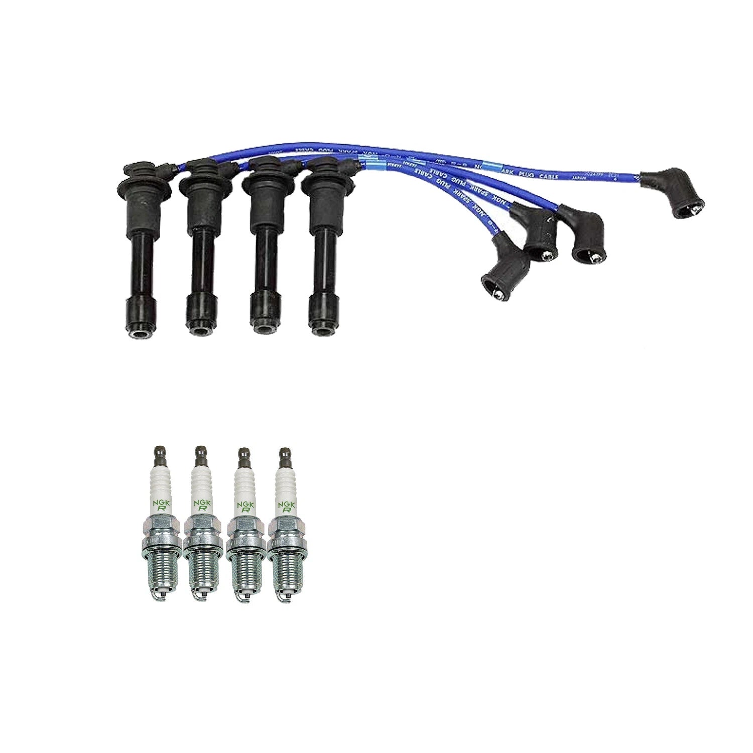 Set of 4 NGK Spark Plugs and Wire Set for Mazda Miata 1.8 L4 (1994–2000)