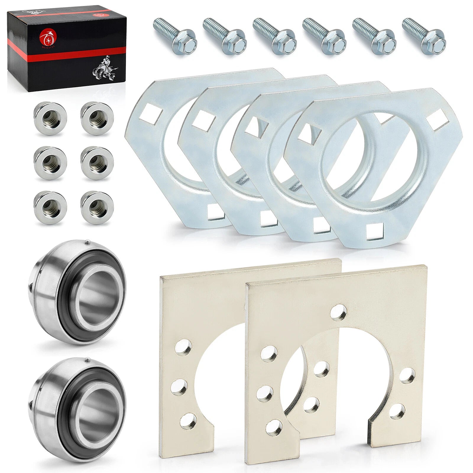 1" Live Axle Bearing Kit for Go-Karts Mini Bike (3-Hole Flangettes)