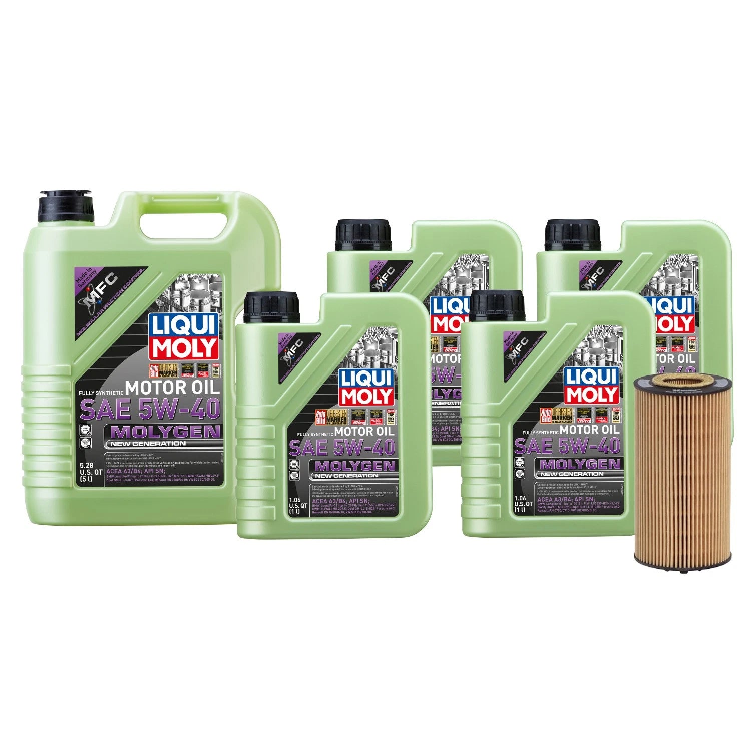 Oil Change Kit 9L Liqui Moly Molygen 5W40 for Audi BHF/BNK (2000–2009)