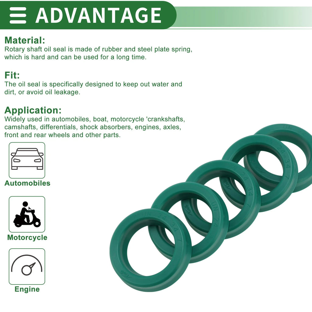 Set of 5 Oil Seal Ring 24x34x7mm for Rotary Shaft (High Pressure)