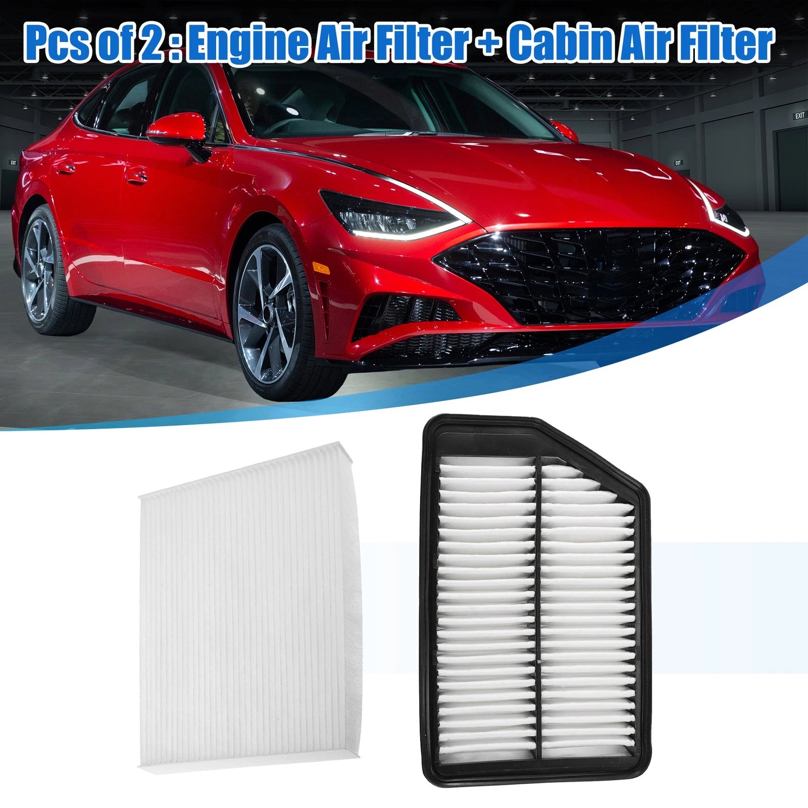 Set of 2 Engine and Cabin Air Filters for Kia Forte (2014–2020) 28113-3X000 97133-2H000