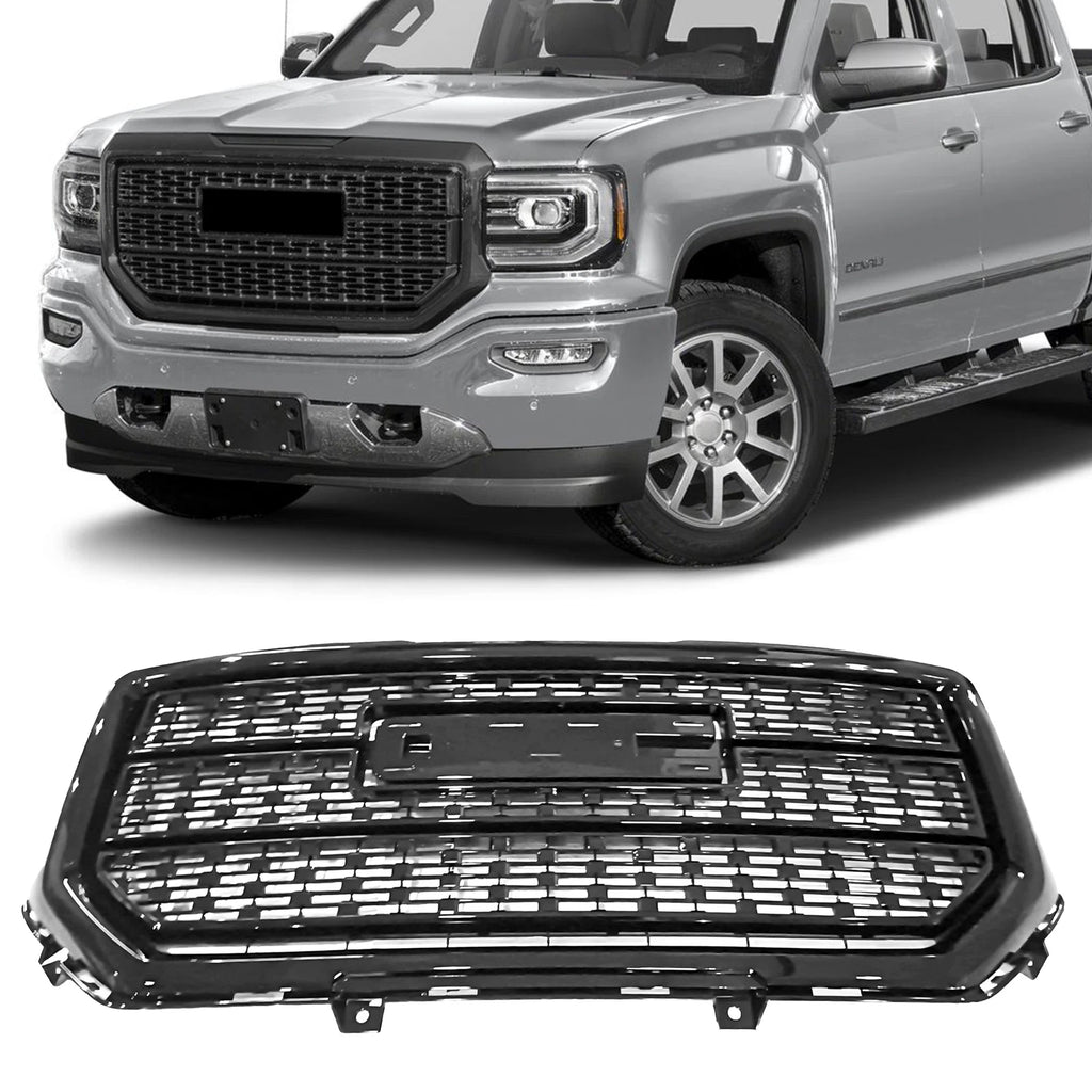 Black Front Bumper Mesh Grille for GMC Sierra 1500 (2016–2018)