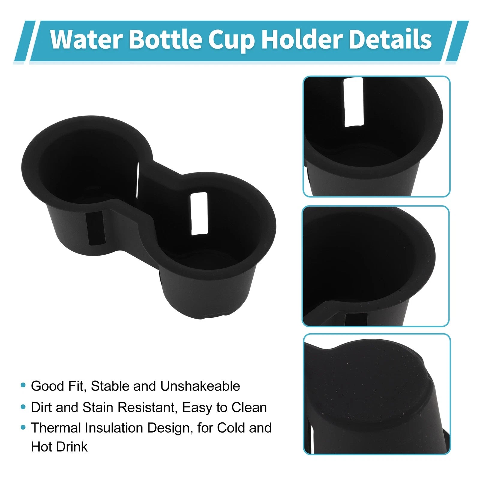 Center Console Cup Holder Organizer for Toyota Highlander (2020–2024) Black