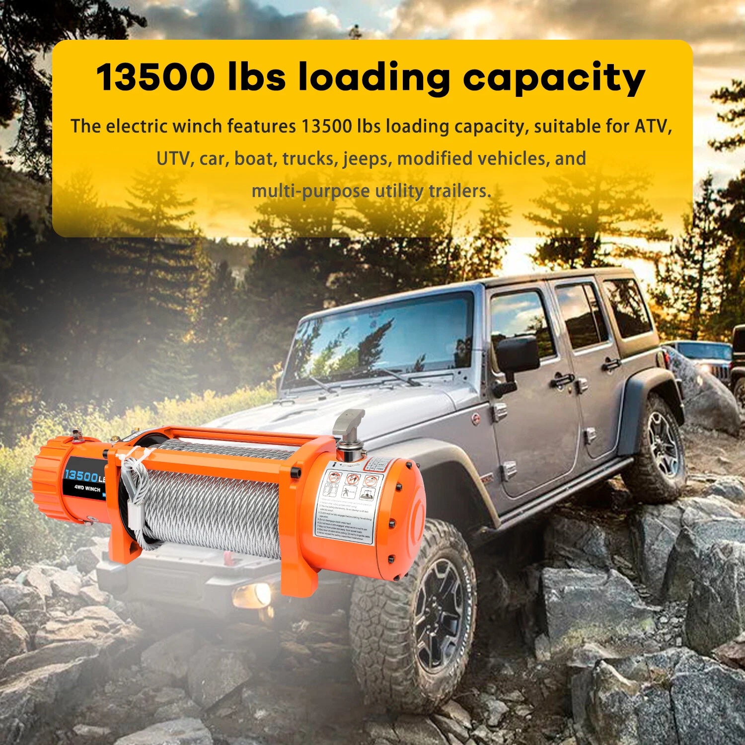 12V Electric Recovery Winch 13500LBS for Trailer Truck SUV
