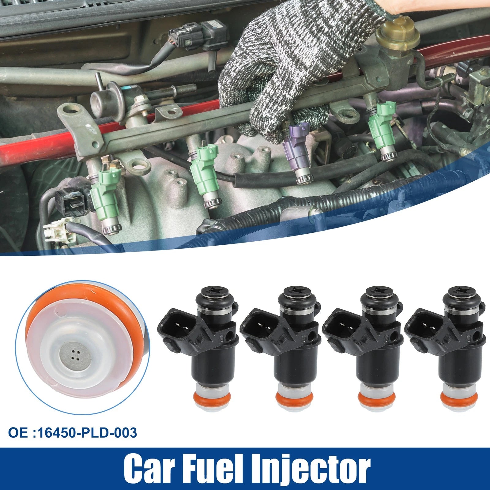 Set of 4 Fuel Injectors for Honda Civic 1.7L (2001–2005) 16450-PLD-003