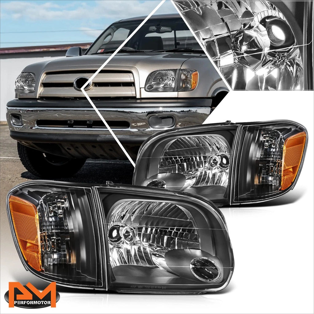 OE Style Headlights for Toyota Sequoia/Tundra Crew Cab (2005–2007) - Black/Amber