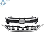 Chrome Upper and Lower Front Bumper Grille Trim for Honda CR-V (2015-2016)