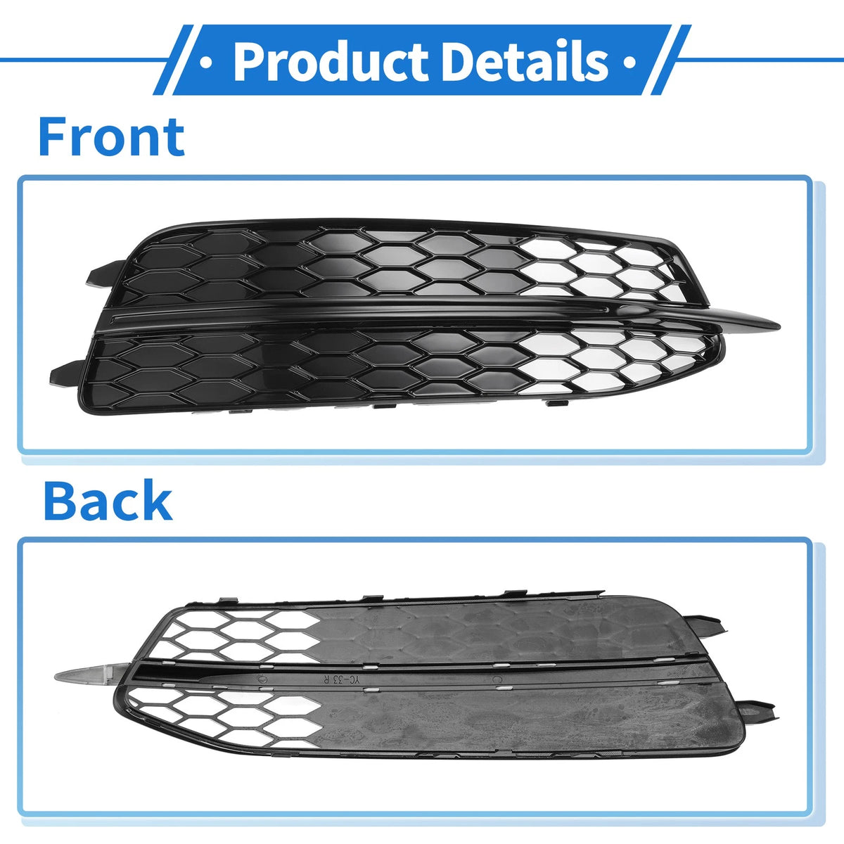 1pc Fog Light Grill for Audi A6 C7 (2011–2014) No. 4G0807682D Black