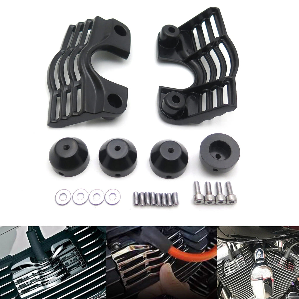 Black Finned Slotted Head Bolt Spark Plug Covers Kit for Harley Touring (1999–2014)