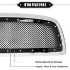 Front Grille Assembly for Dodge Ram Chrome Silver Tone Gloss Black