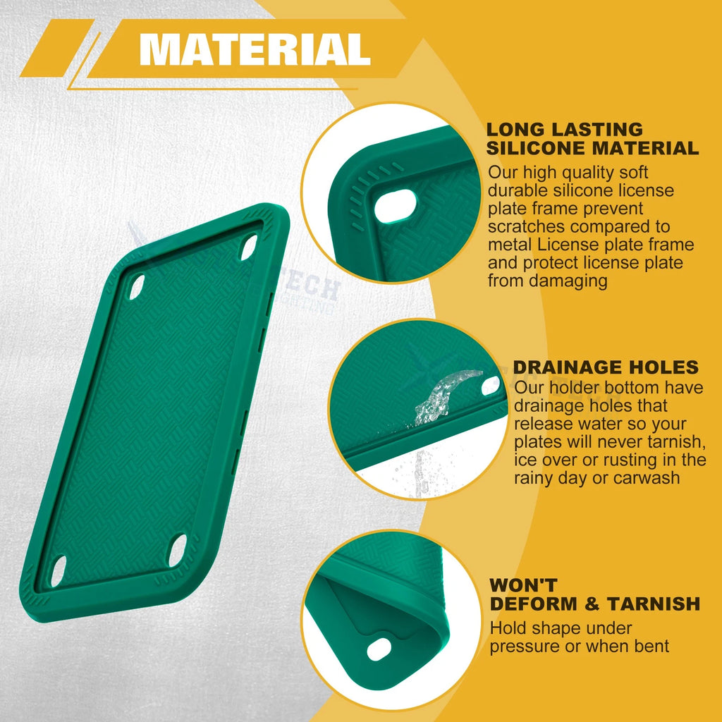 Silicone License Plate Frame for Green Motorcycle (Universal) (2018-2024)
