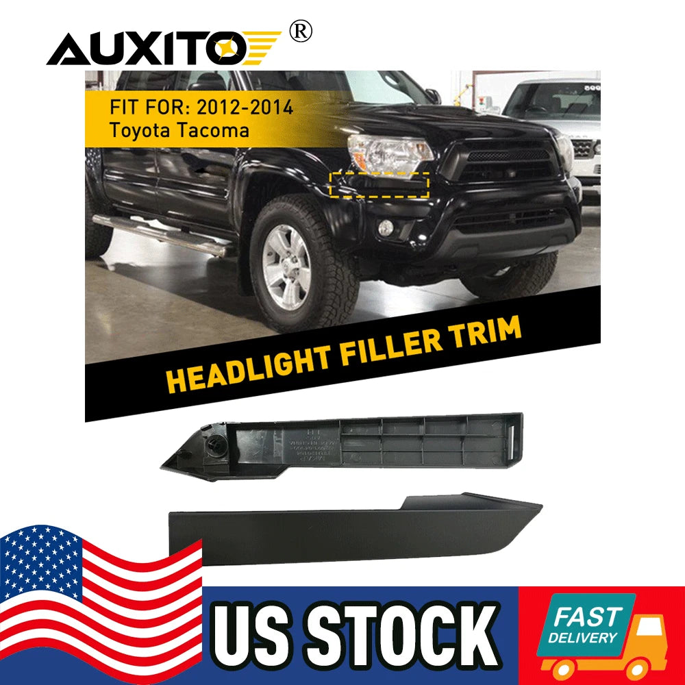 Set of 2 Front Bumper Headlight Filler Trim Panels for Toyota Tacoma (2012–2015)